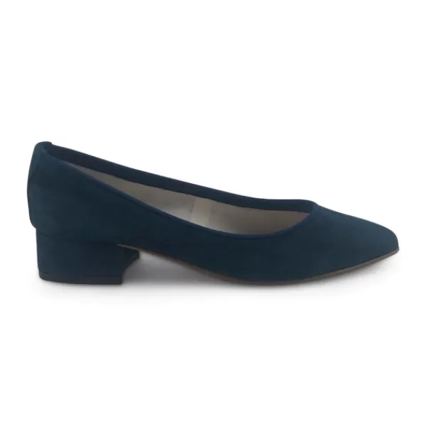 Donna Otisopse Ballerine-Ballerine Blu In Camoscio Con Tacco