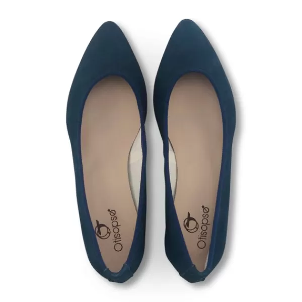 Donna Otisopse Ballerine-Ballerine Blu In Camoscio Con Tacco