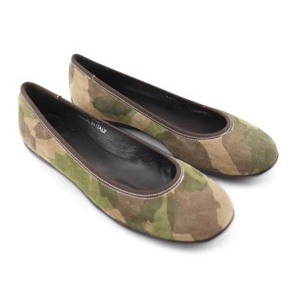 Donna Otisopse Ballerine-Ballerine Da Donna In Camoscio Camouflage –