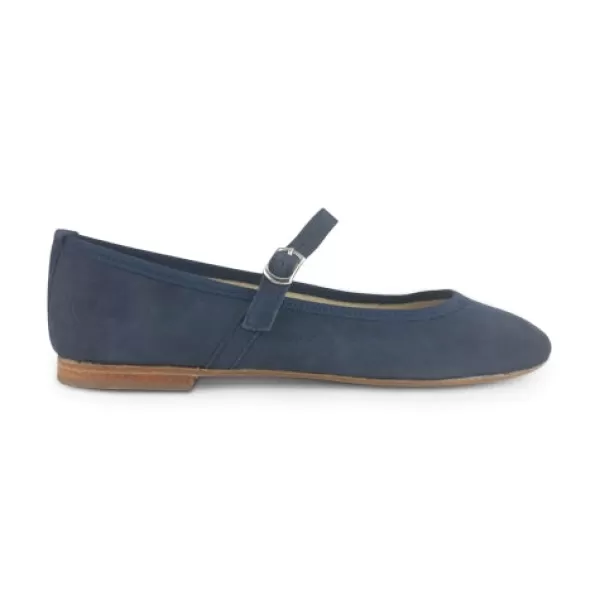 Donna Otisopse Ballerine-Ballerine In Camoscio Blu Con Cinturino