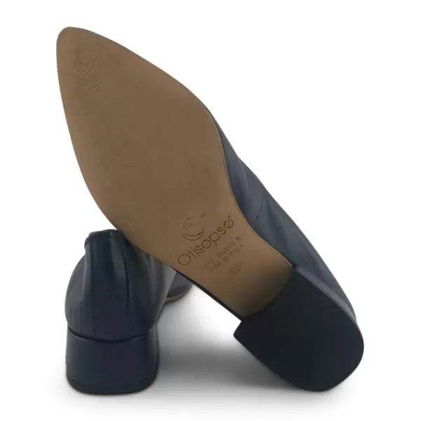 Donna Otisopse Ballerine-Ballerine In Pelle Blu Con Tacco 3 Cm