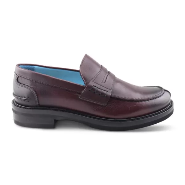 Uomo Otisopse Mocassini suola vibram-Mocassini Bordeaux In Pelle –