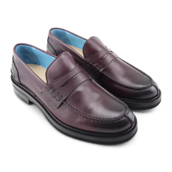 Uomo Otisopse Mocassini suola vibram-Mocassini Bordeaux In Pelle –