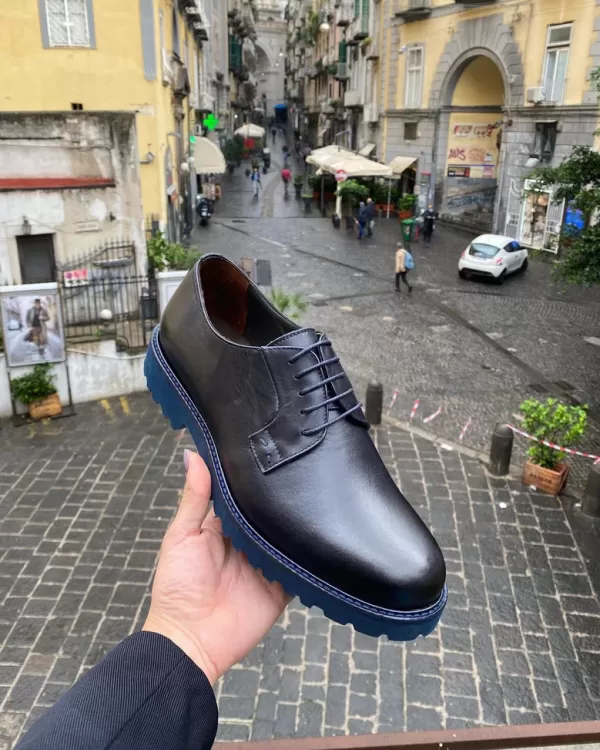 Uomo Otisopse Scarpe suola vibram-Scarpe Derby In Pelle Blu Da Uomo –