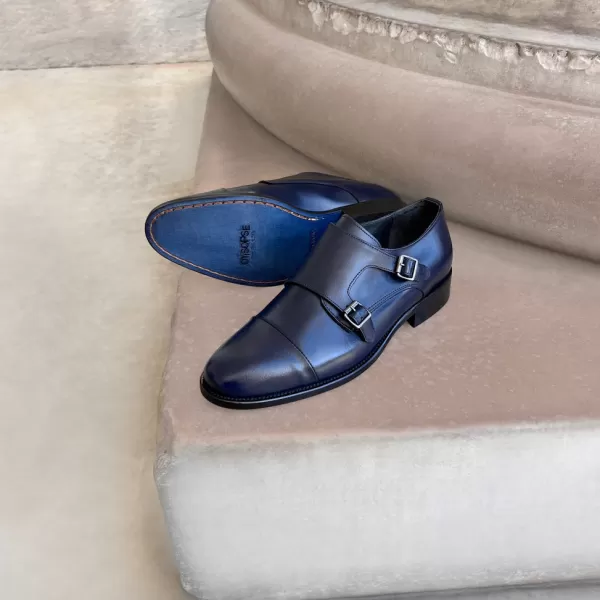 Uomo Otisopse Doppia Fibbia-Scarpe Doppia Fibbia In Pelle Blu