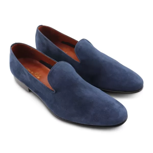 Uomo Otisopse Slippers-Slippers Blu Da Uomo In Camoscio –