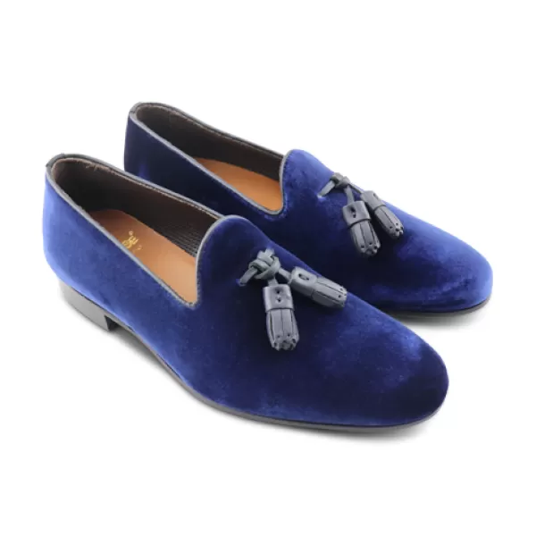 Uomo Otisopse Slippers-Slippers Blu Da Uomo In Velluto