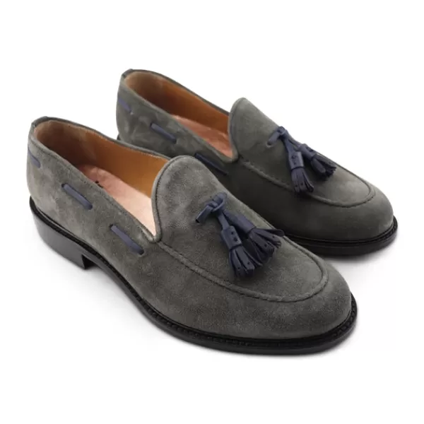 Uomo Otisopse Mocassini tassel-Slippers Grigie In Camoscio Da Uomo –