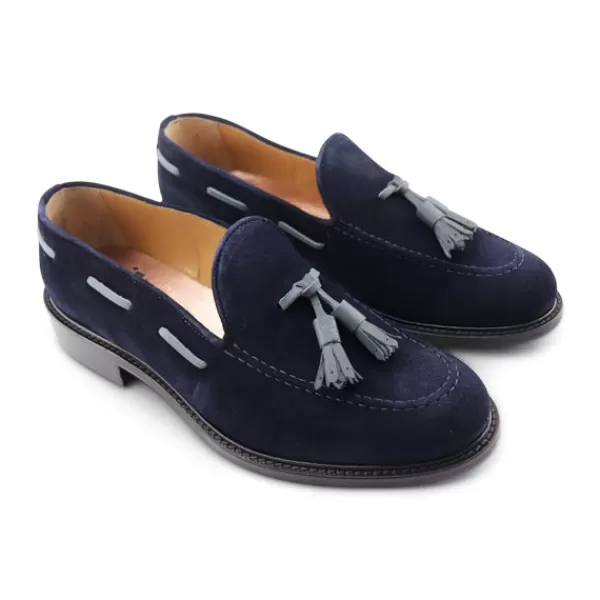 Uomo Otisopse Mocassini tassel-Slippers In Camoscio Blu Da Uomo –