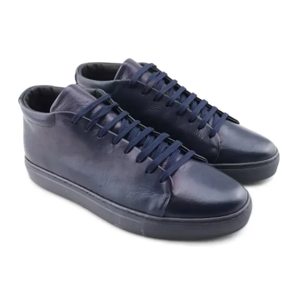 Uomo Otisopse Sneakers-Sneakers Alte Da Uomo In Pelle Blu –